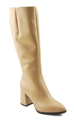 Sala 20352 beżowe skórzane kozaki